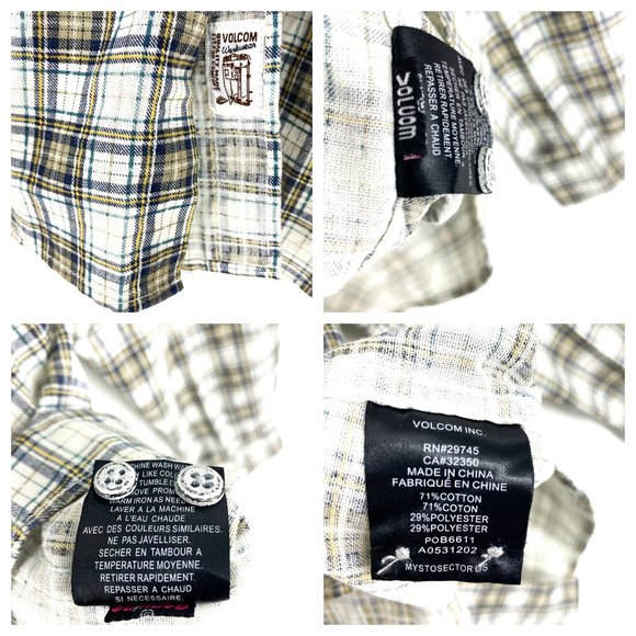 VOLCOM Workwear Fit for Comfort Plaid Long Sleeve Button Up Shirt Size L - Picture 16 of 16